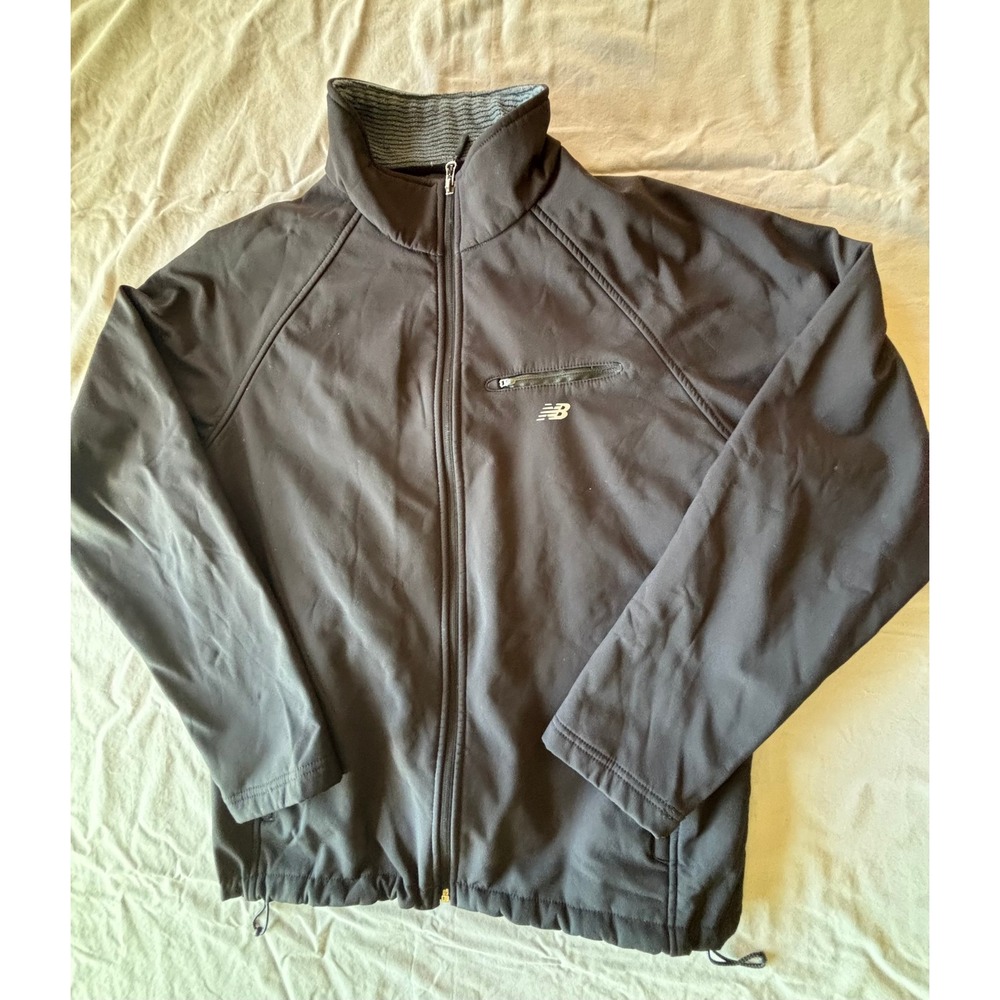 New Balance Mens Softshell Fleece Lined Full Zip Jacket Black RN130893 Size M